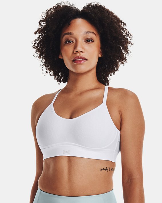 Women's UA Infinity Low Covered Sports Bra, White, pdpMainDesktop image number 2